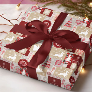 Papier Cadeau Élégant Joyeux Noël Red Gold Collage