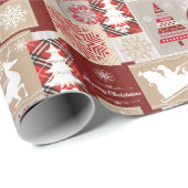 Papier Cadeau Élégant Joyeux Noël Red Gold Collage (Coin rond)