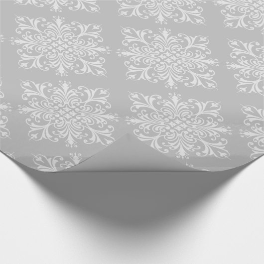 Papier Cadeau Élégant Lacy Grey Damask (Coin)
