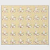 Papier Cadeau Elégant lapin lapin Baby shower jaune (Plat)
