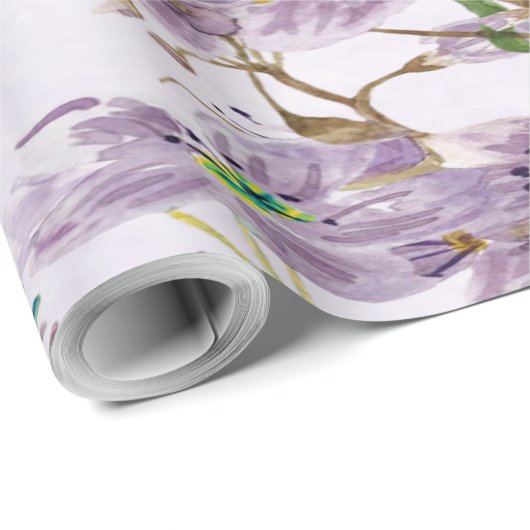 Papier Cadeau Elegant Lavender Bloom Wrapping Paper Roll (Coin rond)