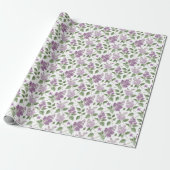 Papier Cadeau Elegant Lilac Floral Pattern (Déroulé)