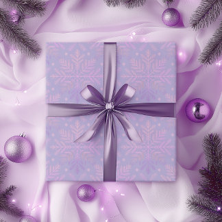 Papier Cadeau Elegant Lilac Snowflake Christmas Pattern