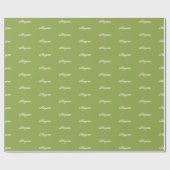 Papier Cadeau Elegant Lime Green script personnalisé nom chic (Plat)