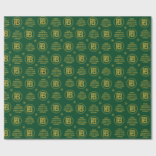 Papier Cadeau Élégant logo d'entreprise Holiday Green and Gold