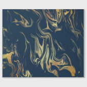 Papier Cadeau Elégant look moderne cuivre or bleu marbre (Plat)