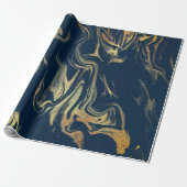 Papier Cadeau Elégant look moderne cuivre or bleu marbre (Déroulé)