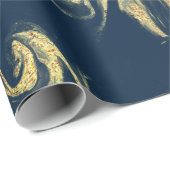 Papier Cadeau Elégant look moderne cuivre or bleu marbre (Coin rond)