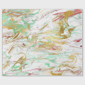 Papier Cadeau Elégant look moderne rouge or vert marbre blanc (Plat)