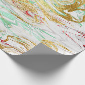 Papier Cadeau Elégant look moderne rouge or vert marbre blanc (Coin)