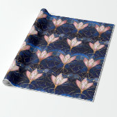 Papier Cadeau Élégant Lotus Faux Rose Motif en verre tendu (Déroulé)