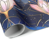 Papier Cadeau Élégant Lotus Faux Rose Motif en verre tendu (Coin rond)