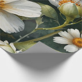 Papier Cadeau Elegant Lovely White Flowers Watercolor Chic (Coin)