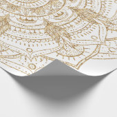 Papier Cadeau Elégant Mandala Blanc & Or Dessiné À La Main (Coin)
