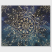 Papier Cadeau Elégant Mandala Gold Blue Galaxy (Plat)