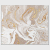 Papier Cadeau Elégant marbre beige liquide avec parties scintill (Plat)