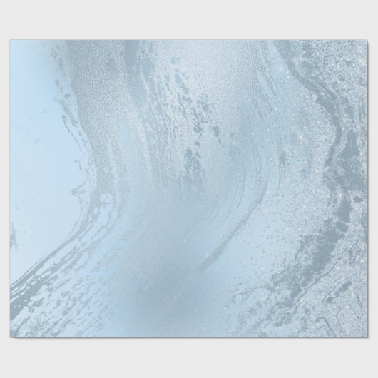 Papier Cadeau Elégant marbre de parties scintillant bleu moderne (Plat)