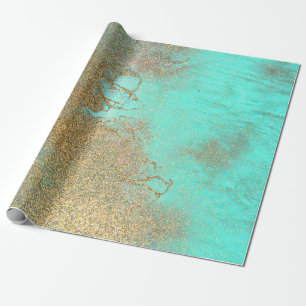 Papier Cadeau Elégant marbre de Parties scintillant Turquoise e