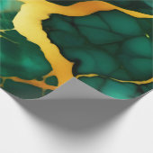 Papier Cadeau Elégant marbre Faux jaune doré vert foncé (Coin)