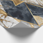 Papier Cadeau Elégant marbre noir d'or géométrique (Coin)