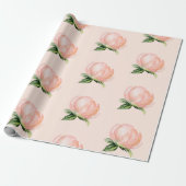 Papier Cadeau Élégant Mariage d'aquarelle couleur rose pâle (Déroulé)