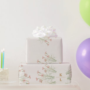 Papier Cadeau Élégant Mariage Fleur Sauvage Charme