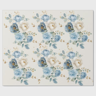 Papier Cadeau Élégant mariage rose bleue poussiéreuse et crème