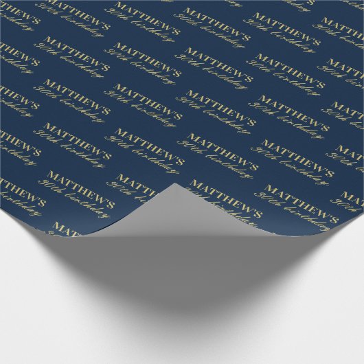 Papier Cadeau Elégant Marine Gold Anniversaire Nom Age Papier d' (Coin)
