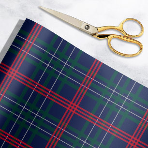 Papier Cadeau Elégant Marine Rouge Vert Tartan Plaid Holiday