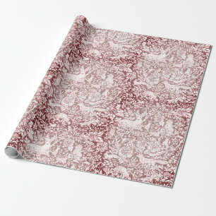 Papier Cadeau Élégant Maroon Noël Bois Animaux rennes