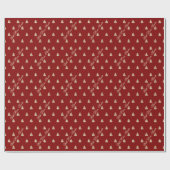 Papier Cadeau Élégant Maroon Rouge or Motif de Noël Arbre de Noë (Plat)