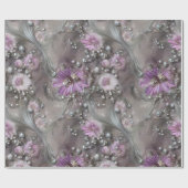 Papier Cadeau Elégant Mauve, Grey et Ivory Floral & Beaded (Plat)