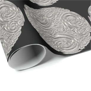 Papier Cadeau Elégant médaillon d'argent noir Art nouveau