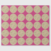 Papier Cadeau Elégant médaillon rose fuschia art nouveau or (Plat)