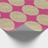 Papier Cadeau Elégant médaillon rose fuschia art nouveau or (Coin)