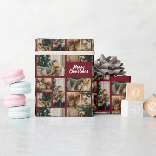 Papier Cadeau Elegant Merry Christmas Collage Red (Baby Shower)