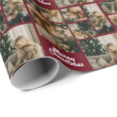 Papier Cadeau Elegant Merry Christmas Collage Red (Coin rond)