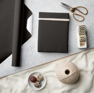 Papier Cadeau Élégant Minimaliste Cuir Noir Uni