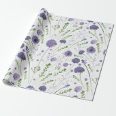 Papier Cadeau Élégant modèle floral vert pourpre (Déroulé)