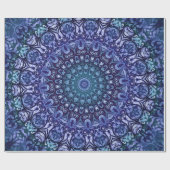 Papier Cadeau Elégant modèle Royal Blue Floral Damask (Plat)