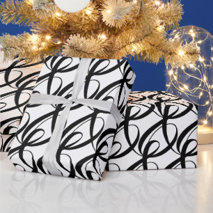 Papier Cadeau Élégant, moderne classique Mariage noir et blanc