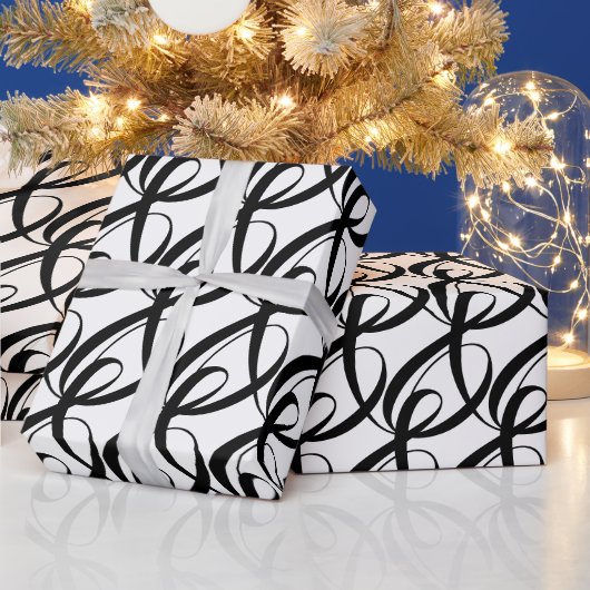 Papier Cadeau Élégant, moderne classique Mariage noir et blanc (Vacances)
