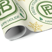 Papier Cadeau Élégant Monogram Business Logo Noël (Coin rond)