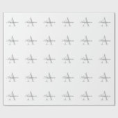 Papier Cadeau Élégant Monogramme blanc et gris (Plat)