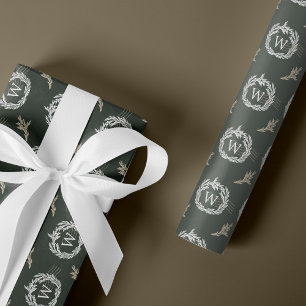 Papier Cadeau Élégant monogramme de poésie de la couronne de gar