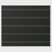 Papier Cadeau Élégant monogramme de script noir et or (Plat)