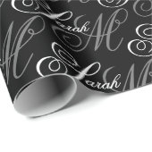Papier Cadeau Élégant Monogramme de typographie (Coin rond)