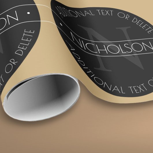 Papier Cadeau Élégant Monogramme Moderne Éditable Noir Blanc Or