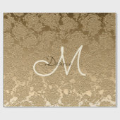 Papier Cadeau Élégant Monogramme Or Moderne Girly Floral (Plat)