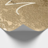 Papier Cadeau Élégant Monogramme Or Moderne Girly Floral (Coin)